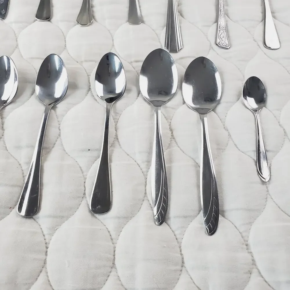 Lot of Silverware 40PCS Knife Spoon Fork Stainless Steel Kitchenware Many Brands